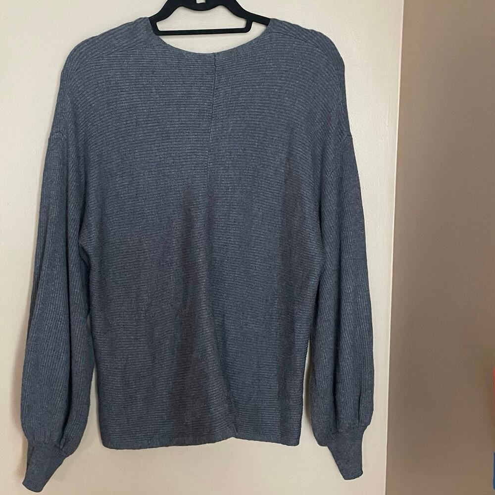 1.STATE Ribbed Balloon Sleeve Sweater Womens Small Gray Cotton - Picture 4 of 9